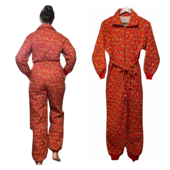 Vintage Snug Suit Snug Sack By Heritage Quilts 70s Hippie PJ Rare Dead Stock Red - Picture 2 of 16